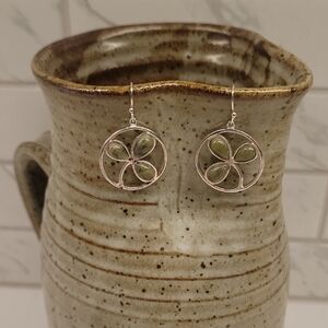 Sterling Silver Ireland Connemara Stone Clover Earrings